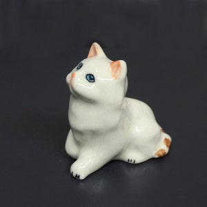 Miniature Animals Ceramic White Kitten Cat Ceramic Hand painted