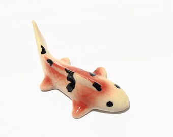 Mininature Animals Ceramic Red Color Carp Koi fish Ceramic Hand painted