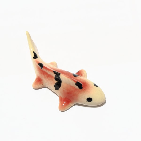 Mininature Animals Ceramic Red Color Carp Koi fish Ceramic Hand painted