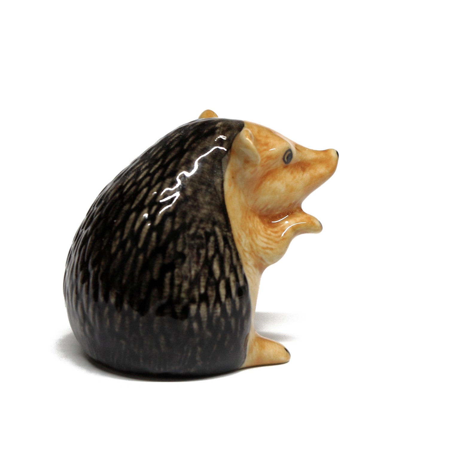 Miniature Animals Ceramic Hedgehog Figurine Hand Painted Etsy