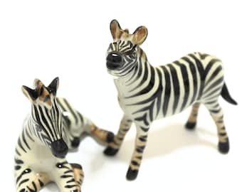 エルテ　置物 Vintage Lefton Ceramic Black and White Gold Fleck Zebra