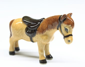 Miniature Animals Ceramic Brown Horse Ceramic Hand painted