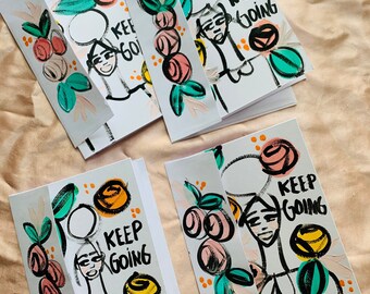 Keep going blank cards - 4 - floral and springy - encouragement - pen pal - scrapbook - snail mail