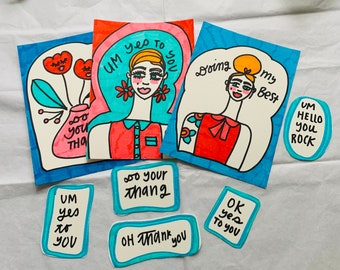 Art pack - uplifting art - keep going - mod vibes - besties - teacher gift