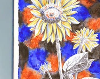 DONATE to SafeBow Ukraine aid: Copper Sunflower - floral greeting card