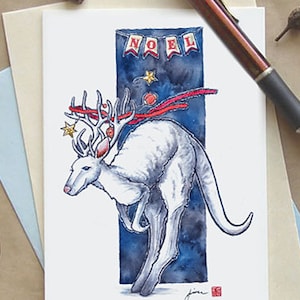 Carte de Noël Rein-roo ; Carte de voeux kangourou australien