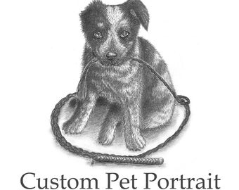 CUSTOM Pet Pencil Portrait: Commission an original illustration black and white greyscale drawing A5 of your pet!