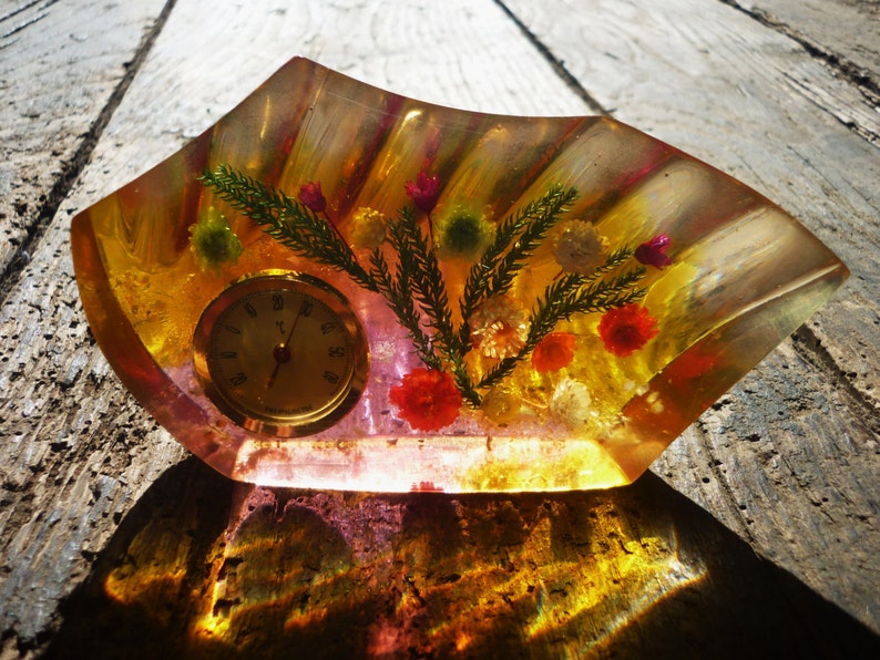 French Lucite plastic perspex with flowers thermometer