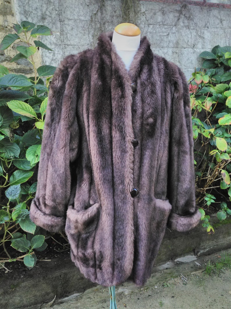 Marc Dominique 80/'s fun fur mink coat jacket eighties fake Paris Faux