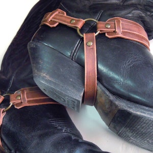 Leather Boot Straps, Cowboy Boots Harness, Biker Bootstraps, Distressed  Brown Vintage Buckle Steampunk Pirate 