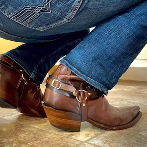 Boot Straps, Leather BLACK Cowboy boots Harness, Biker  bootstraps with Buckle  Steampunk Boot Bracelet