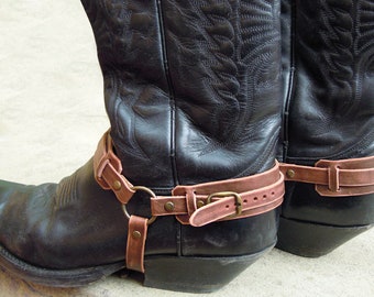 Leather Boot Straps, Cowboy Boots Harness, Biker Bootstraps, Distressed  Brown Vintage Buckle Steampunk Pirate -  Canada