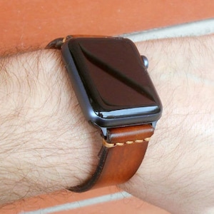 Apple WATCH Leather Strap, Handmade watch band, brown bracelet, adapters 42mm 44mm