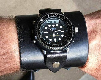 Wide Watch Cuff, 22mm strap Leather Men's Custom Strap, Big Large Bracelet Steampunk