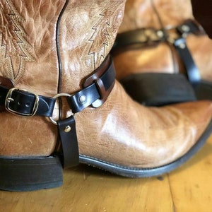 Boot Straps, Leather BLACK Cowboy boots Harness, Biker  bootstraps with Buckle  Steampunk Boot Bracelet
