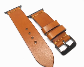 APPLE WATCH Leather Strap, Handmade Brown Band, smartwatch 38mm 42mm adapters Men Women