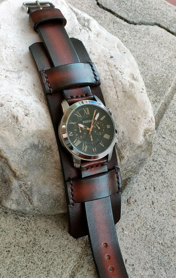 Cinturino Orologio In Vera Pelle Uomo Con Fibbia A Molla