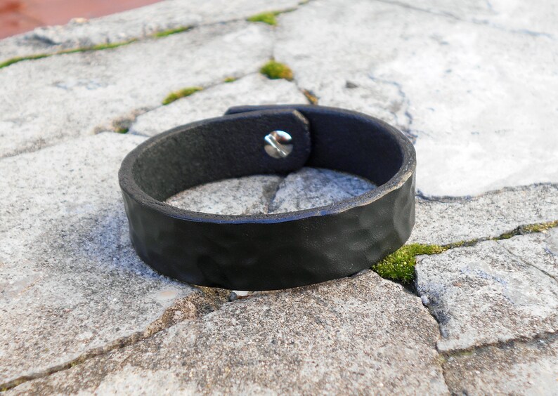 Black Leather Cuff Bracelet Handmade Wrap Bracelet Mens Etsy