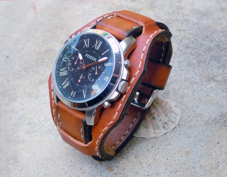 mens leather cuff watch band