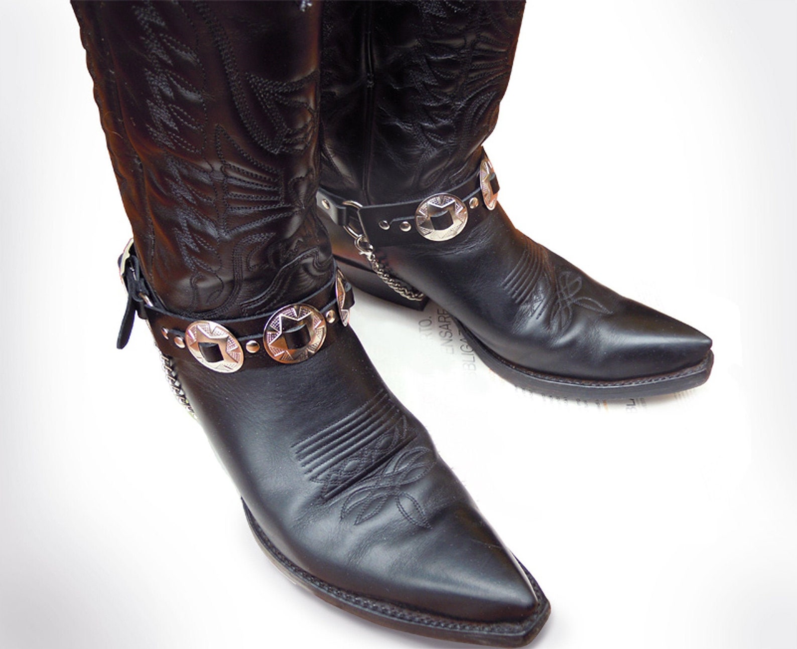 Concho Boot Straps Cowboy Boots Harness Leather Bootstraps - Etsy
