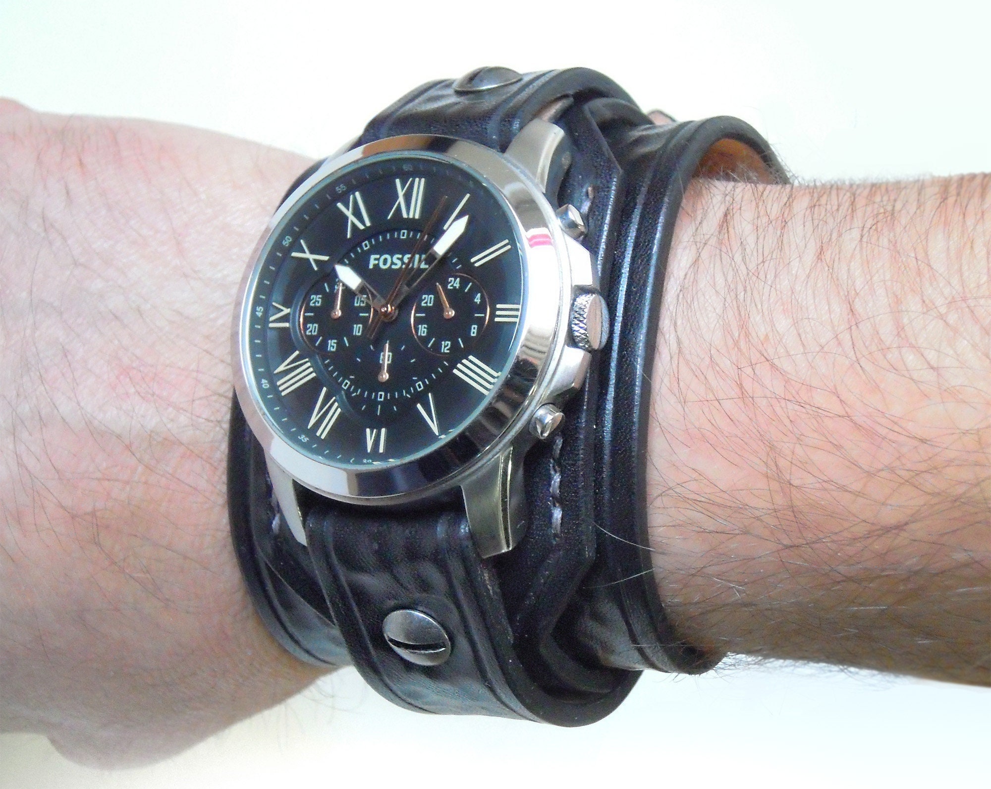 MiLTAT Cinturino Orologio 24mm in Vera Pelle Marrone Oliva Invecchiata