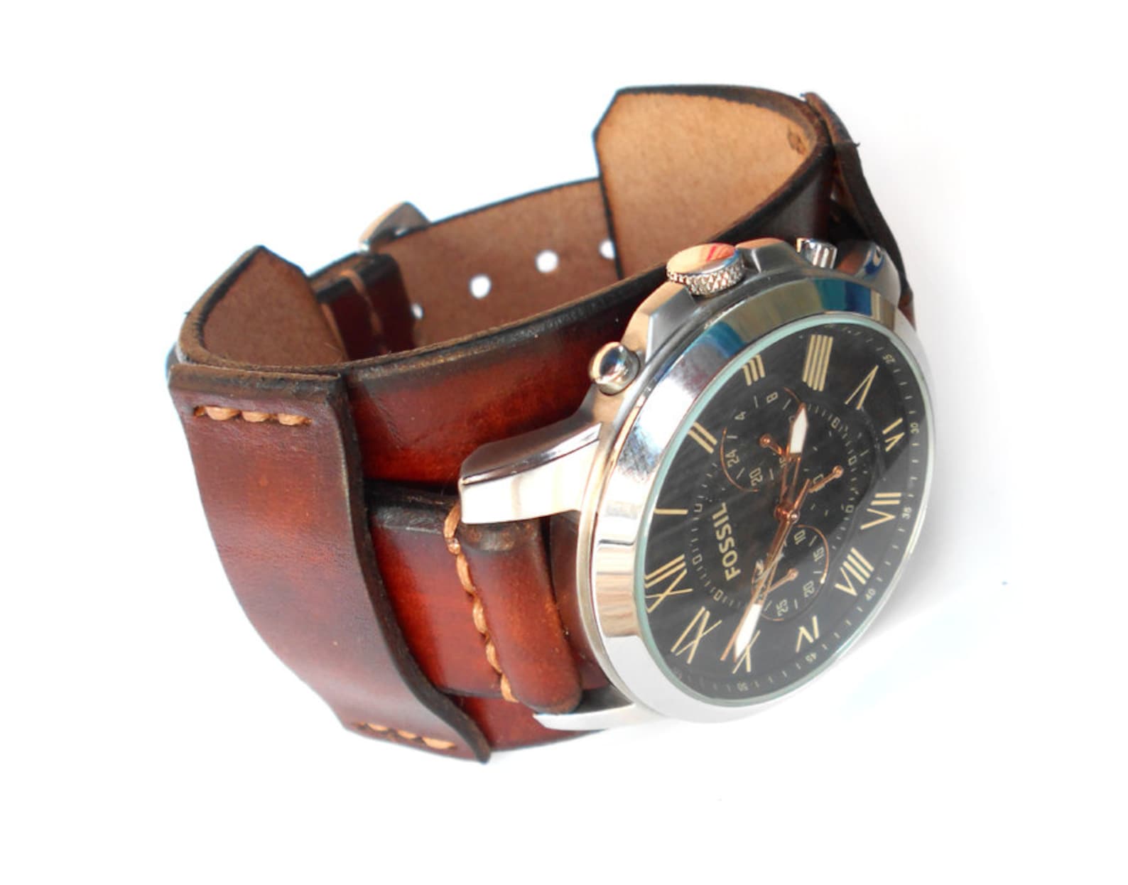 Omega Constellation Day Date 2 Cinturini Per Orologio In Vera Pelle Premium, Larghezza 18 Mm, Colore Nero E Marrone, Fatti A Mano In India Cinturini Ricambio Pelle Vera Nero Marrone - Foto 2