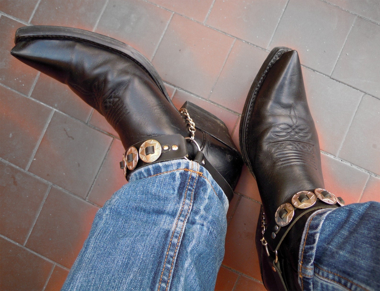boot straps leather
