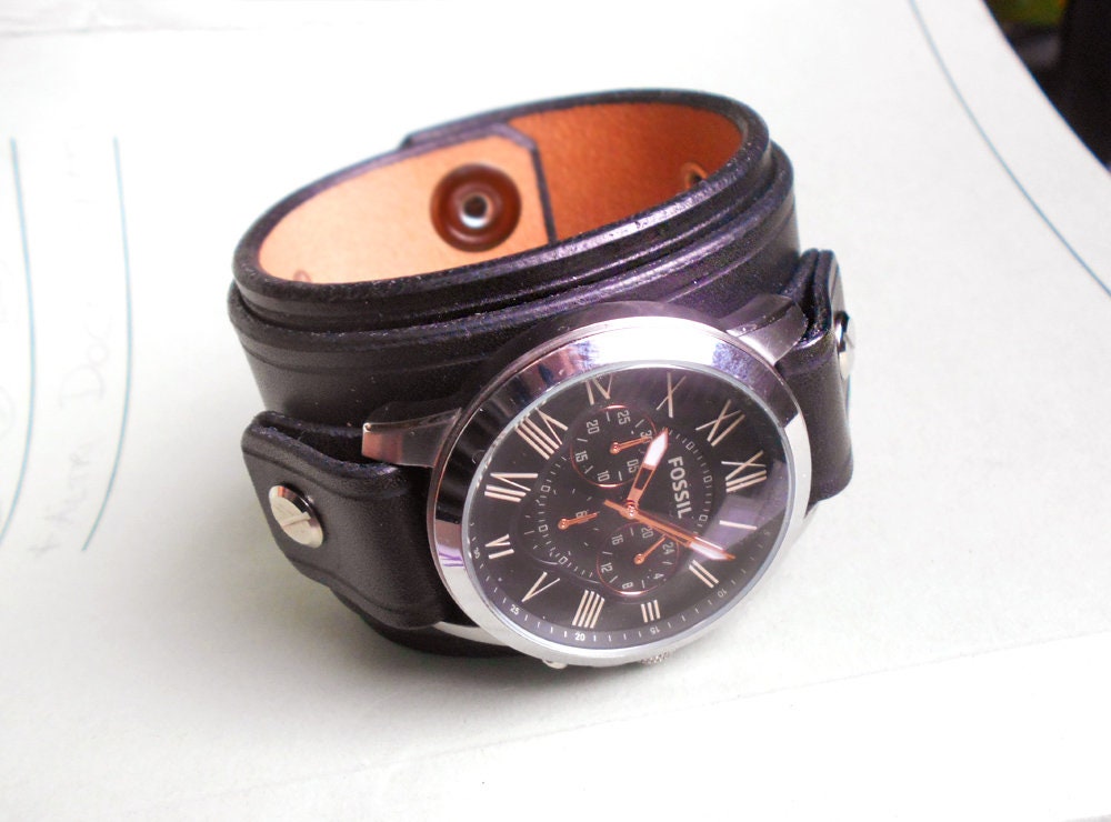 レザーウォッチカフ、ハンドメイドメンズレディースリストバンド、職人