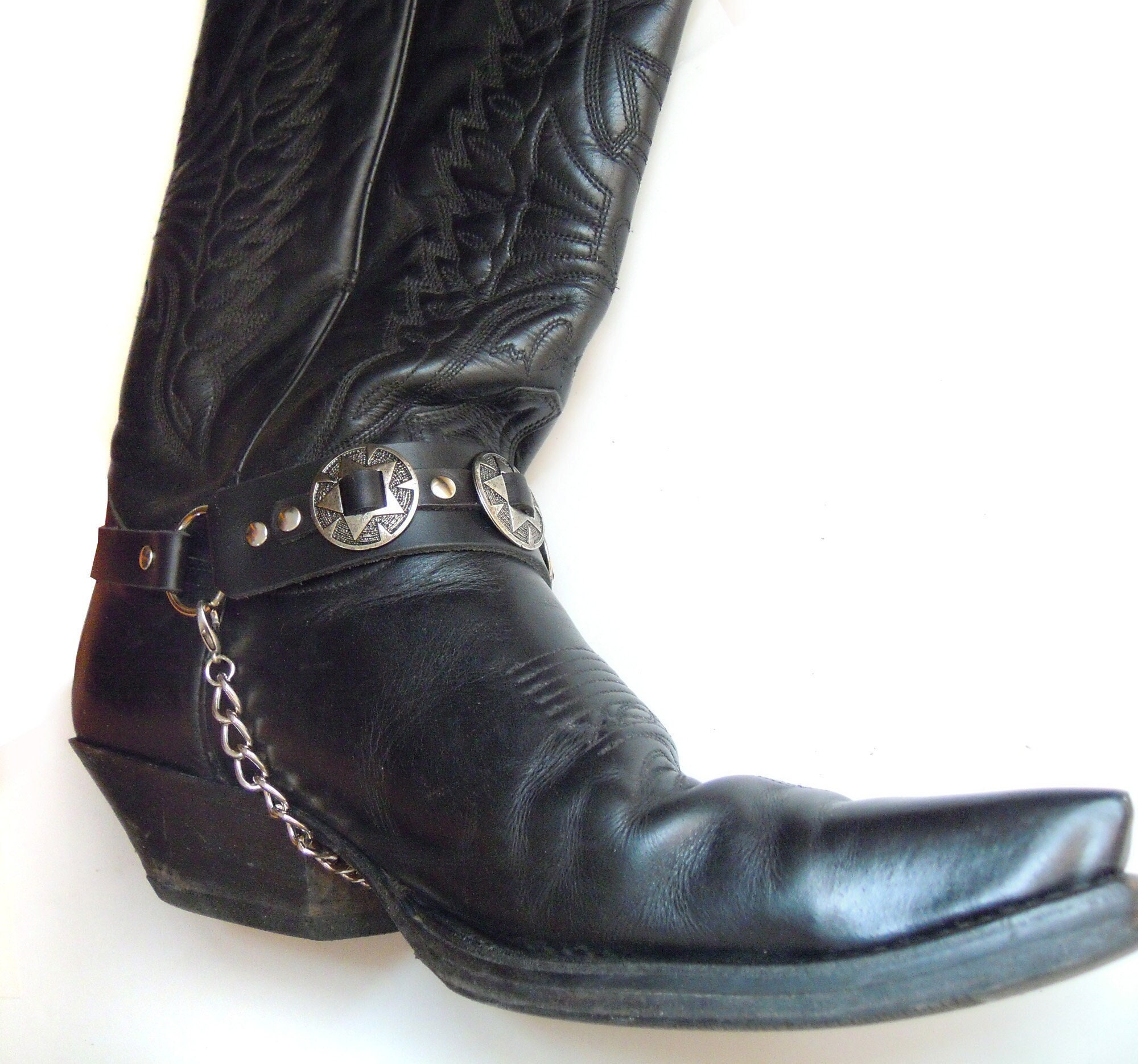 Femme Bottes Mode Chaîne Bracelet Argent Métal Chaussure Mini Crâne