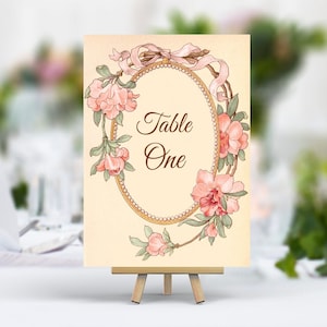 Flower Wedding Table Numbers Names Cards Vintage Centrepiece