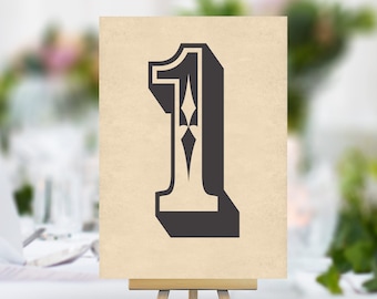 Wedding Table Number Cards - Simple Type rustic Vintage style Retro