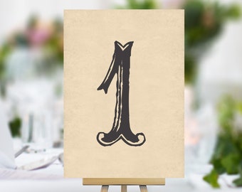 Wedding Table Number Cards - Simple Rustic retro vintage style