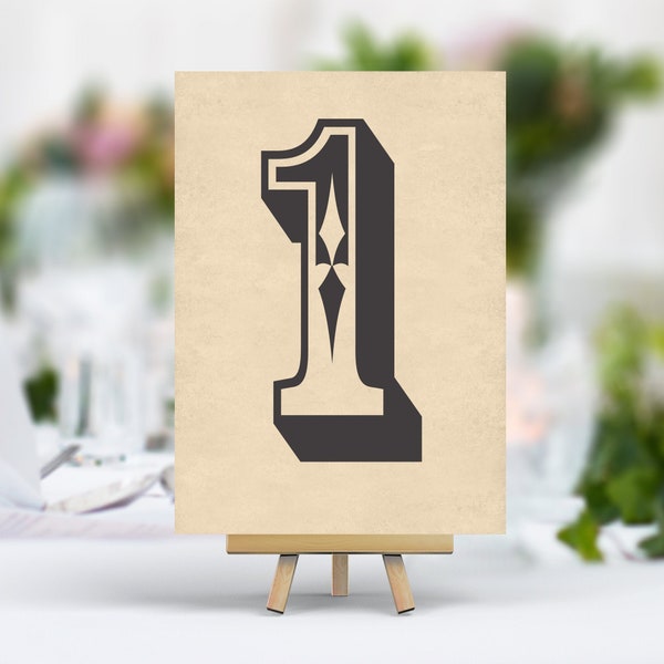 Wedding Table Number Cards - Simple Type rustic Vintage style Retro