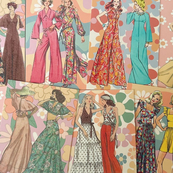70’s Fashion Girl Card Toppers for Gift Tag, Craft, Vintage Retro Lady Groovy