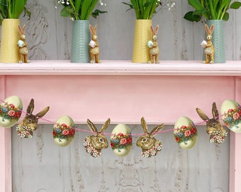 Easter Decoration Bunting Garland Bunny Rabbit Egg Spring wedding party Ostara home 2 metres