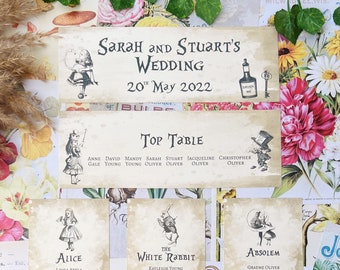 Alice Theme Wedding Table Plan Seating Planner Party Alice in Wonderland Personalised