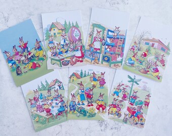 Cute Easter Bunny rabbit 4x6 note card toppers, for crafts, tags, scrapbooking, spring egg hunt
