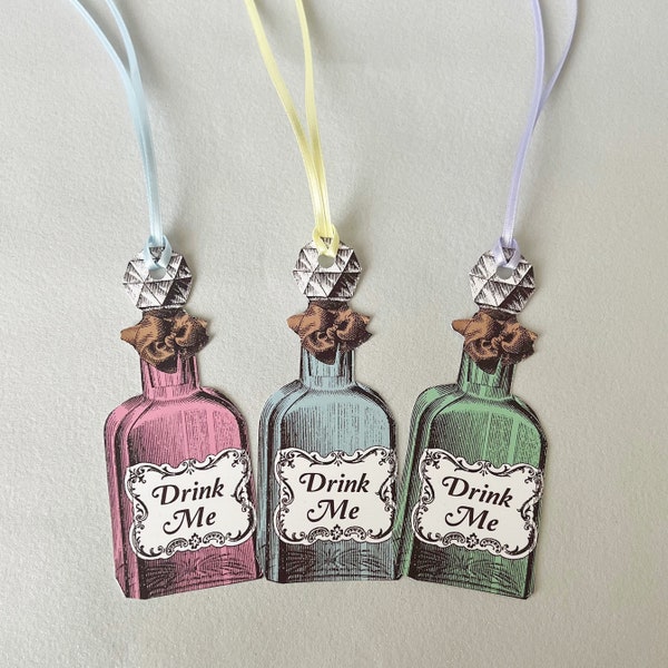 Drink Me Alice in Wonderland gift tag labels bottle tags - set of 6 tea party prop