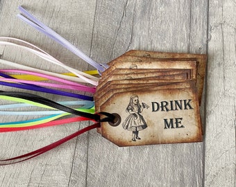 Alice in Wonderland "Drink Me" Tags: Mad Hatter Tea Party Favors (Set of 10)
