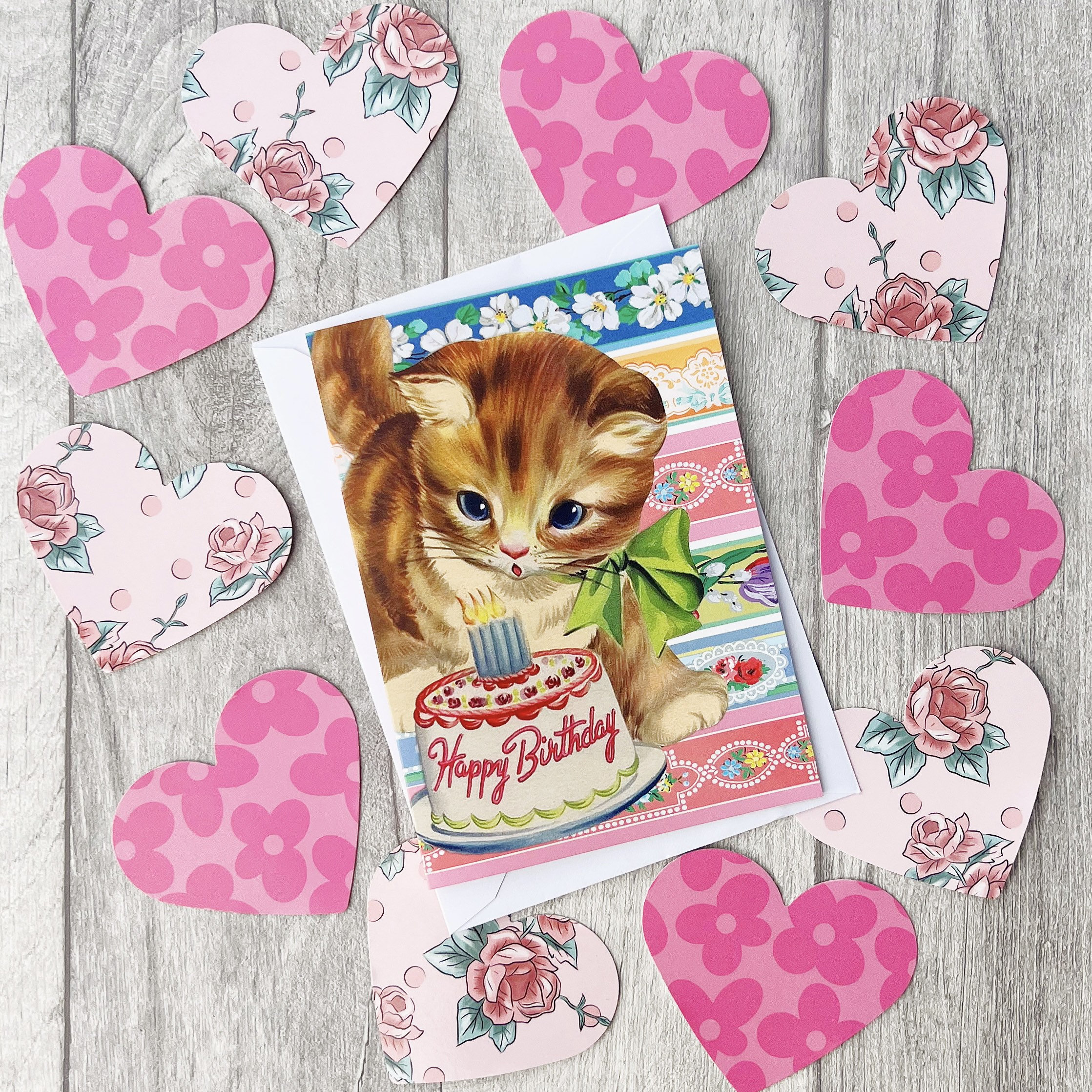 Pretty Kitty Birthday Card Kitsch Cat Vintage Bright - Etsy UK