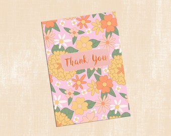 Thank you card - recycled pretty floral