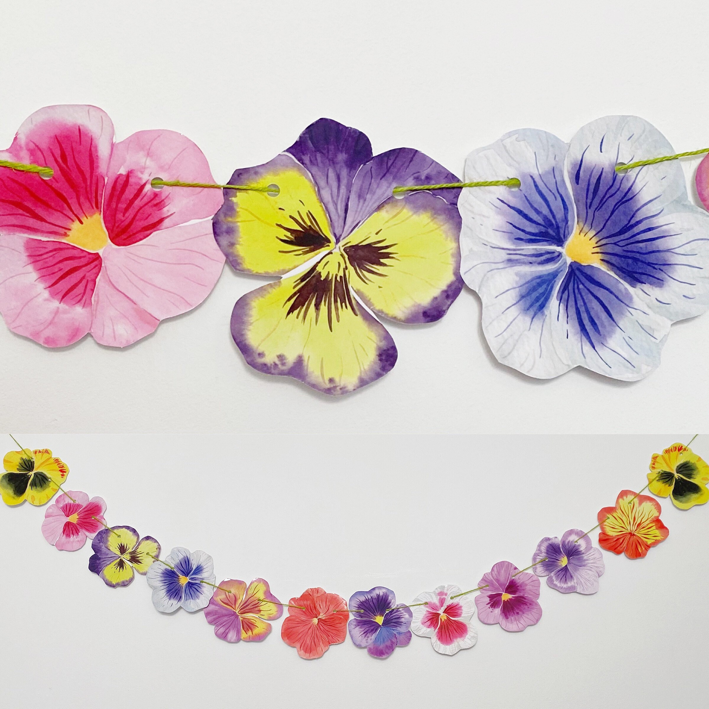 British spring and summer flowers bunting garland 