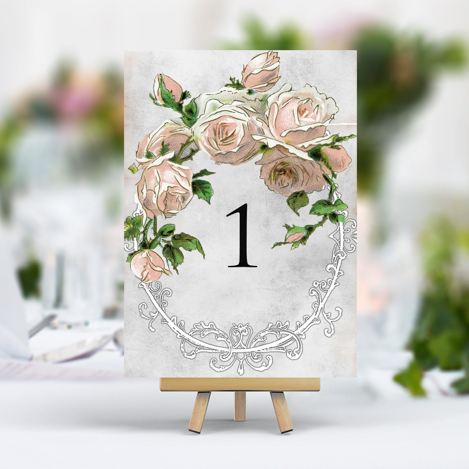 Vintage Style Wedding Table Numbers Names Cards Cream Flower Etsy