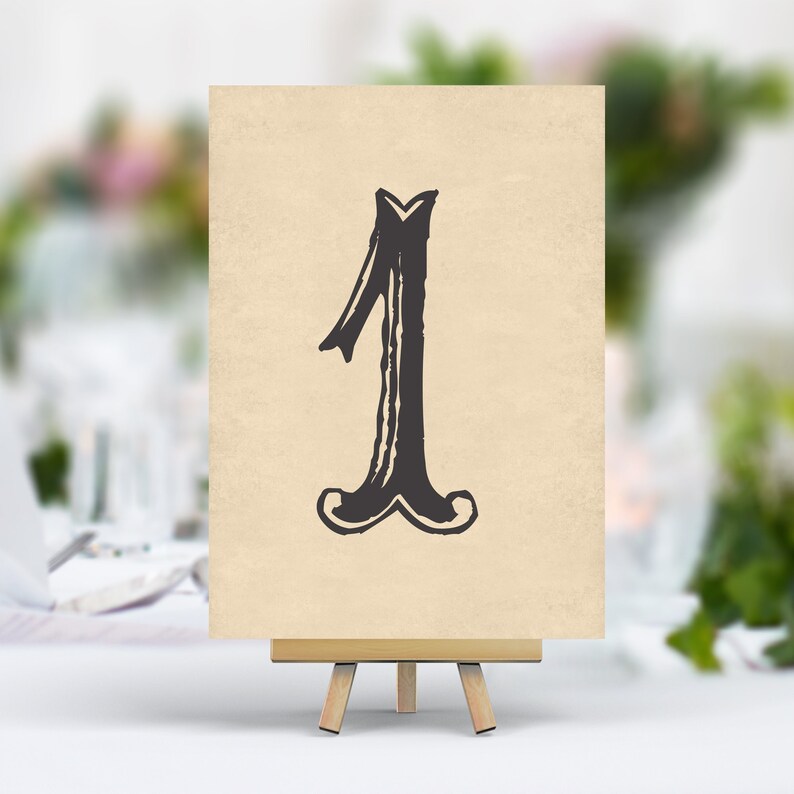 Wedding Table Number Cards Simple Rustic retro vintage style image 1