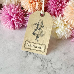 Alice In Wonderland vintage style gift tags set of 10 Drink Me image 2