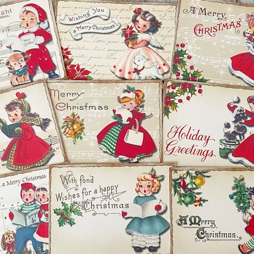 Vintage Retro Style Christmas Toppers Make Your Own Tags Cards Etsy UK