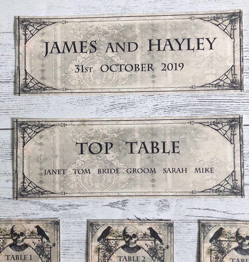 Spooky Halloween Table Planner Cards Seating Plan Wedding Party Event ...