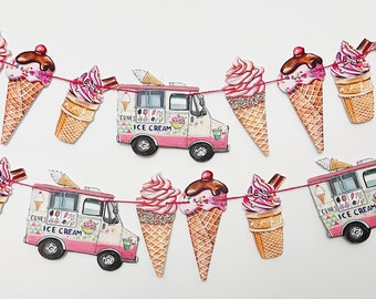 Ice cream garland summer bunting holiday fun decoration