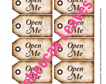 Open Me - Alice au pays des merveilles - étiquettes cadeaux, Digital Download Instant - faveurs de mariage cotillons -