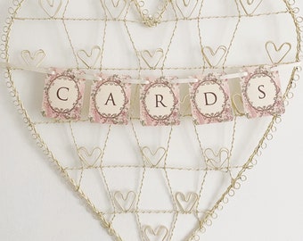 Pink Wedding Card Garland Vintage Style flower Bunting Postbox Shabby Chic